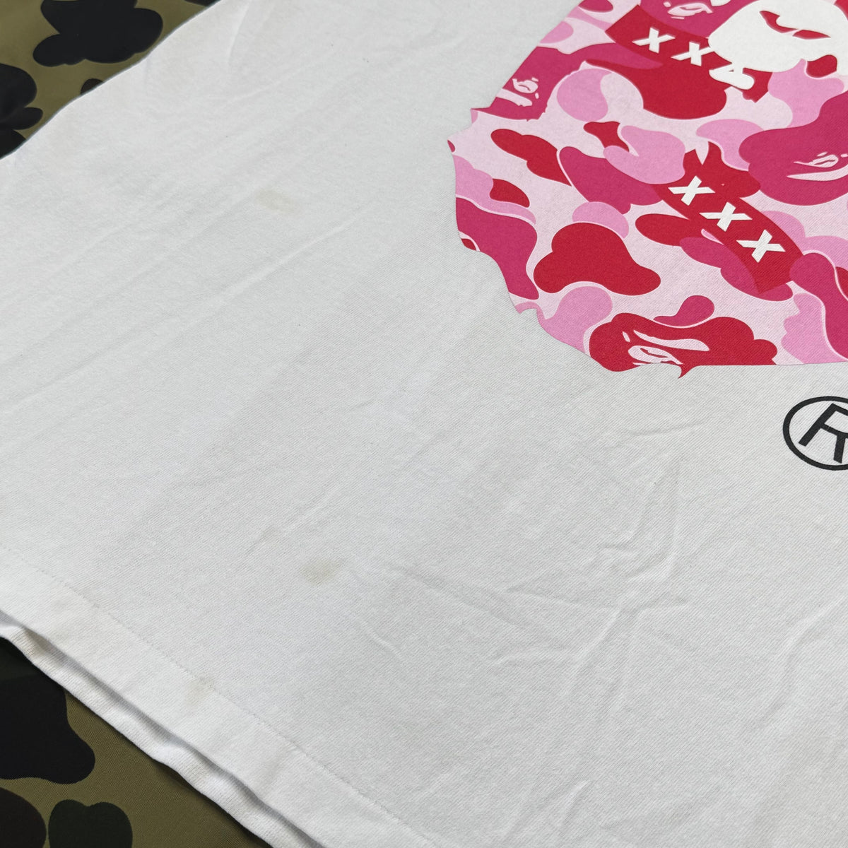 [L] Bape x God Selection Pink Ape Tee