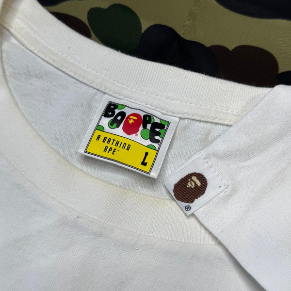 [L] Bape Green Plaid Camo Ape Head Tee