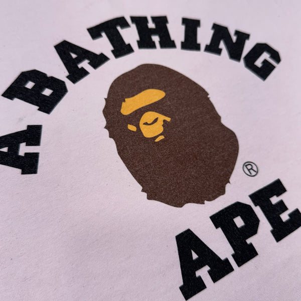 [2XL] Bape Dust Pink College Logo Tee
