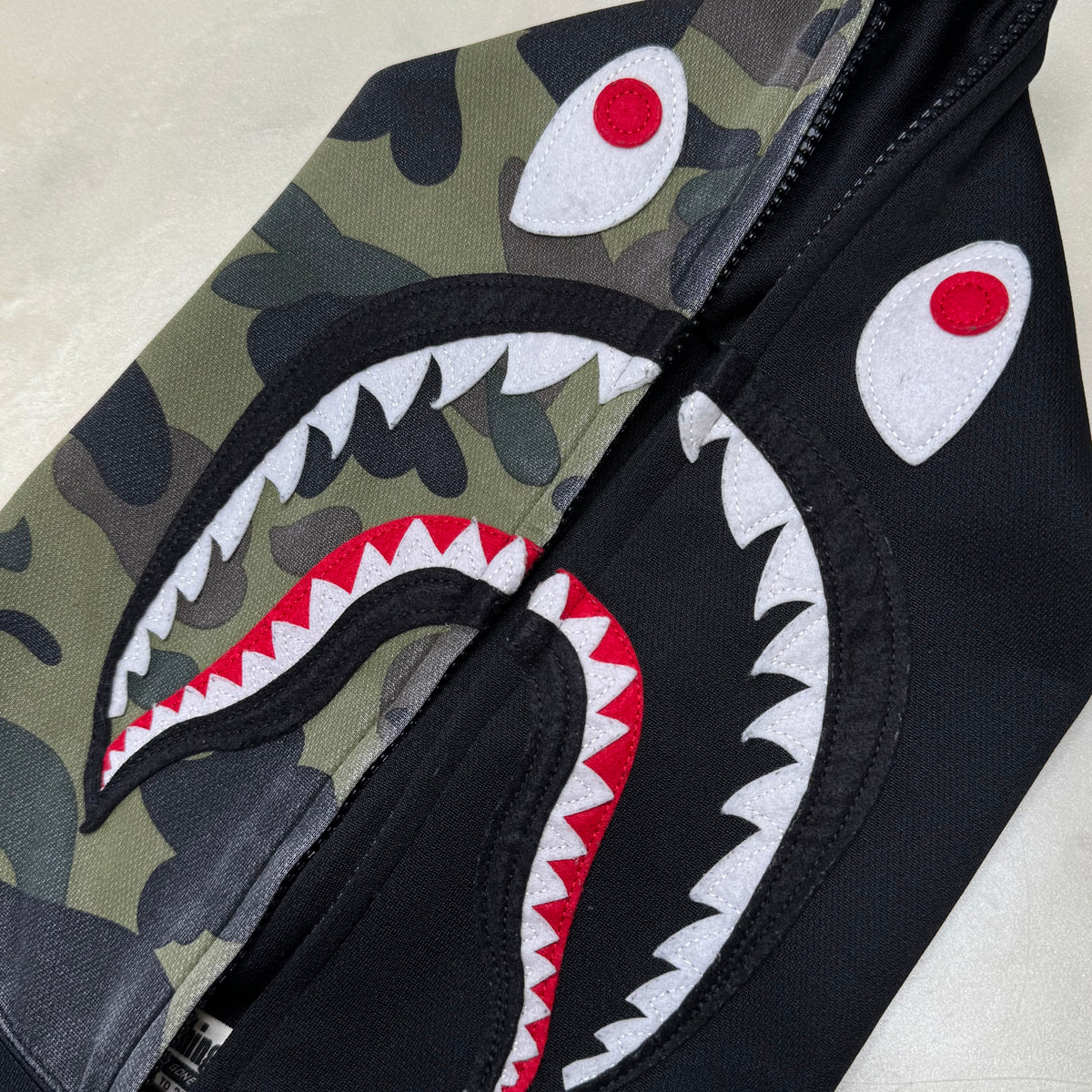 [L] Bape Half Camo Polyester Shark Hoodie