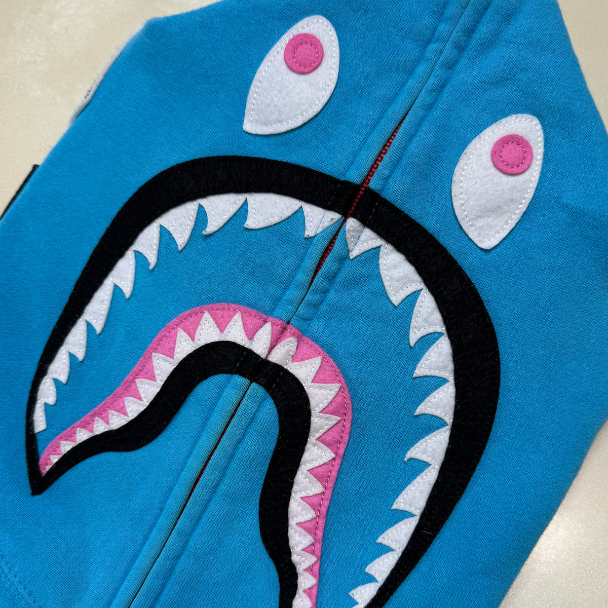 [L] OG Bape Neon Blue Shark Hoodie