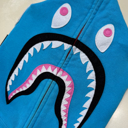 [L] OG Bape Neon Blue Shark Hoodie