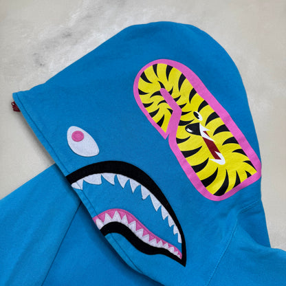 [L] OG Bape Neon Blue Shark Hoodie