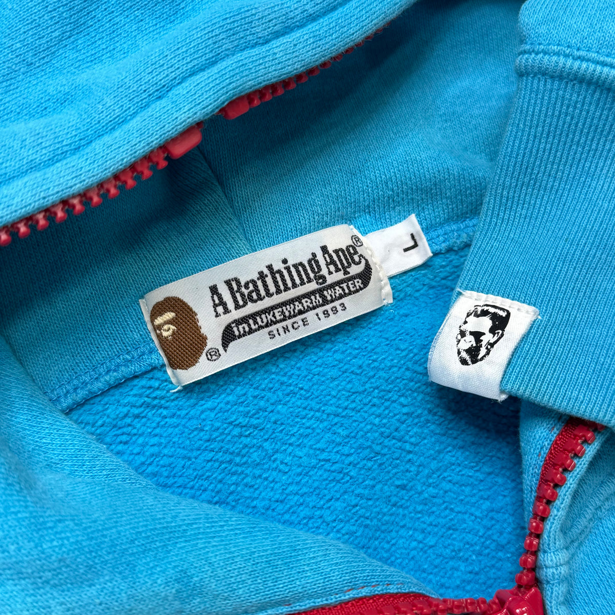 [L] OG Bape Neon Blue Shark Hoodie