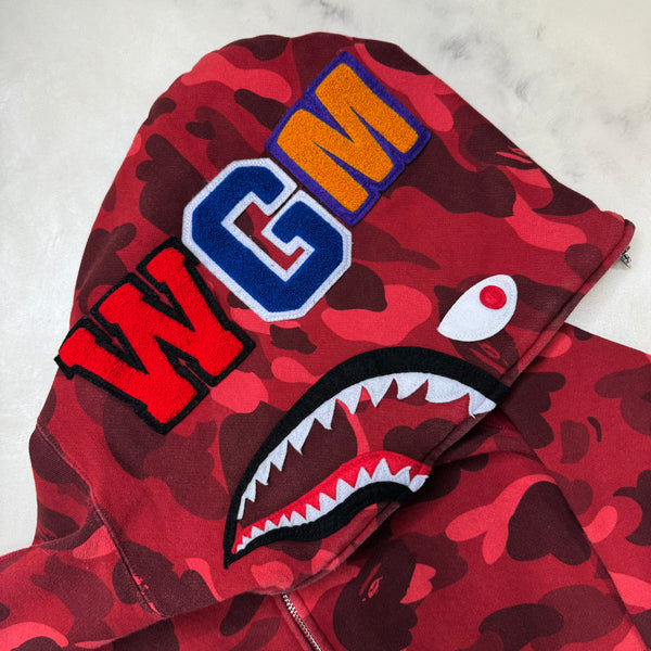 [M] Bape Red Camo Full-Zip Shark Hoodie
