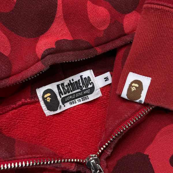 [M] Bape Red Camo Full-Zip Shark Hoodie