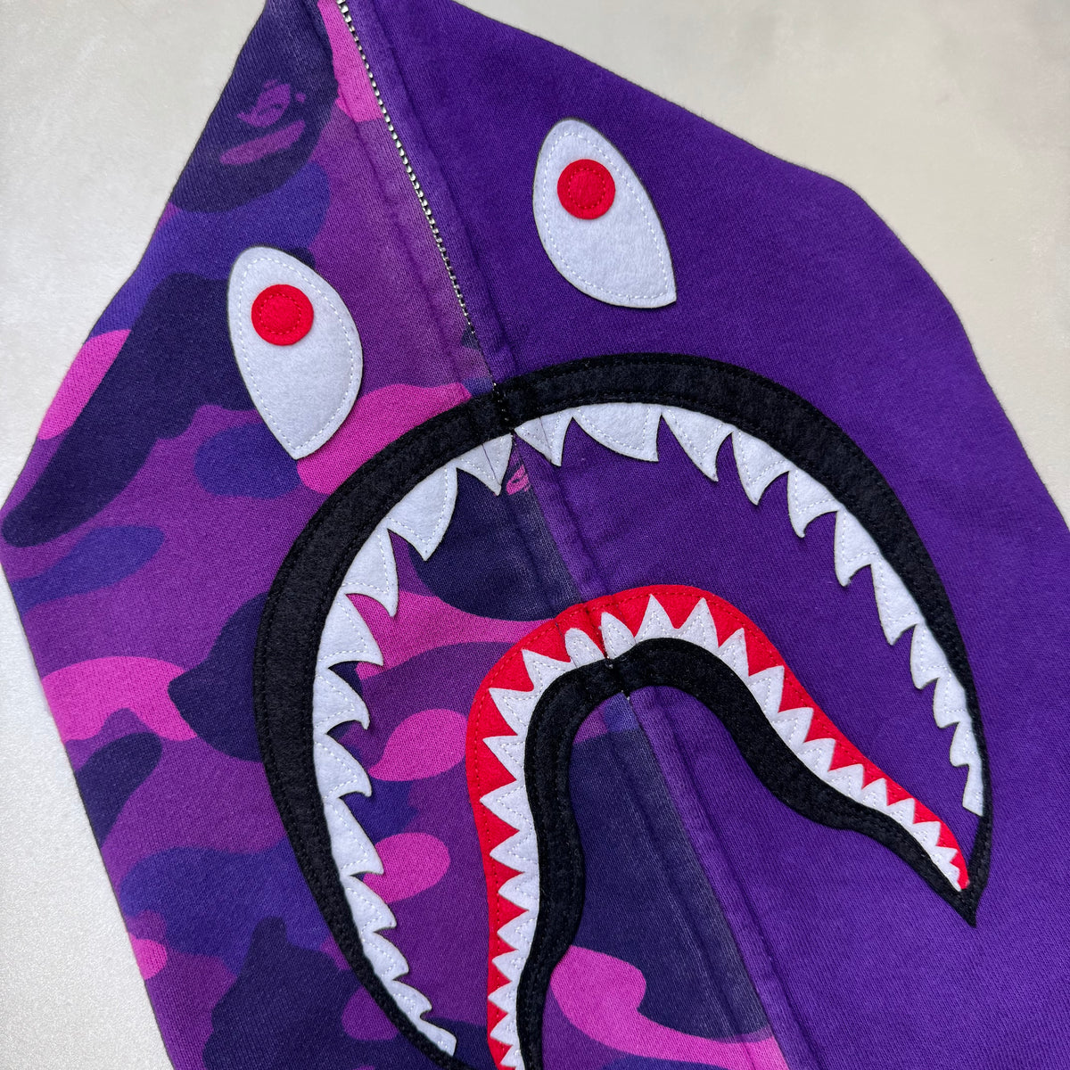 [XL] Bape Purple Half Camo Shark Hoodie