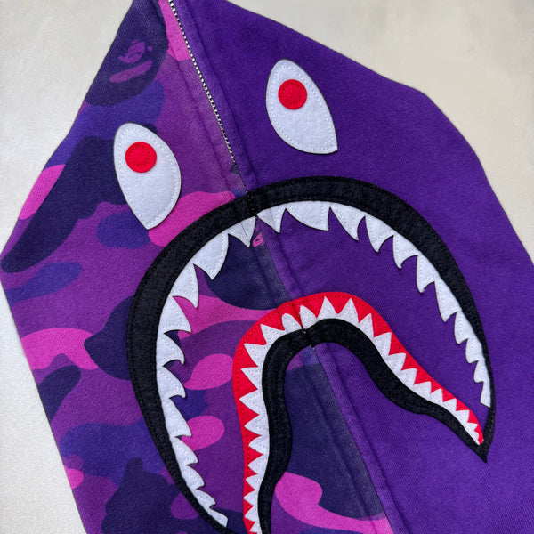 [XL] Bape Purple Half Camo Shark Hoodie