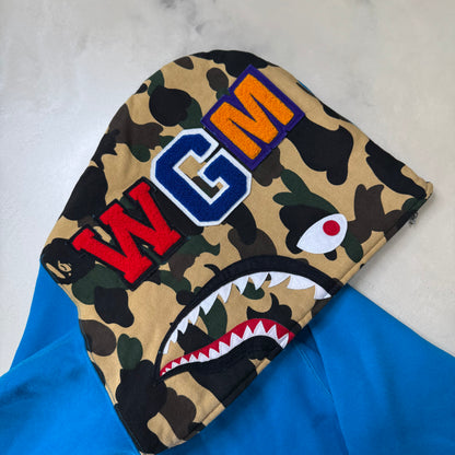 [L] Bape Half 1st Camo Teal Shark Hoodie