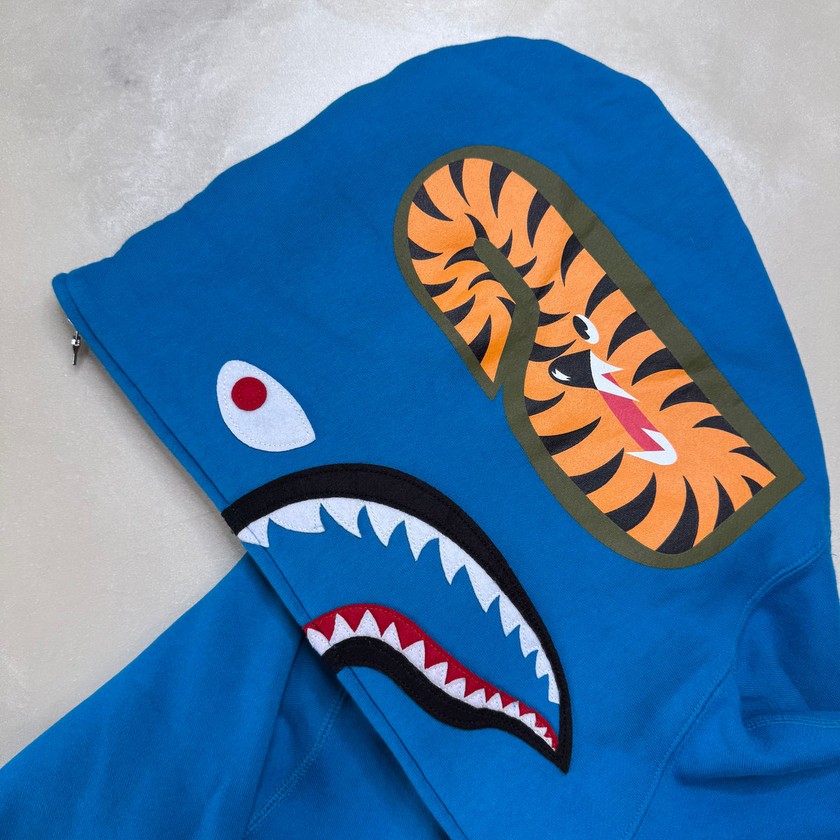 [L] Bape Half 1st Camo Teal Shark Hoodie
