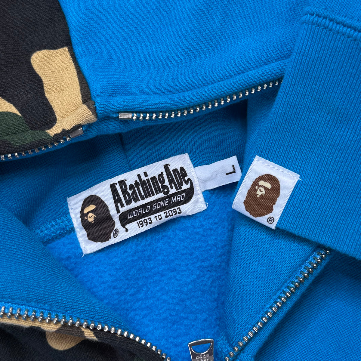 [L] Bape Half 1st Camo Teal Shark Hoodie