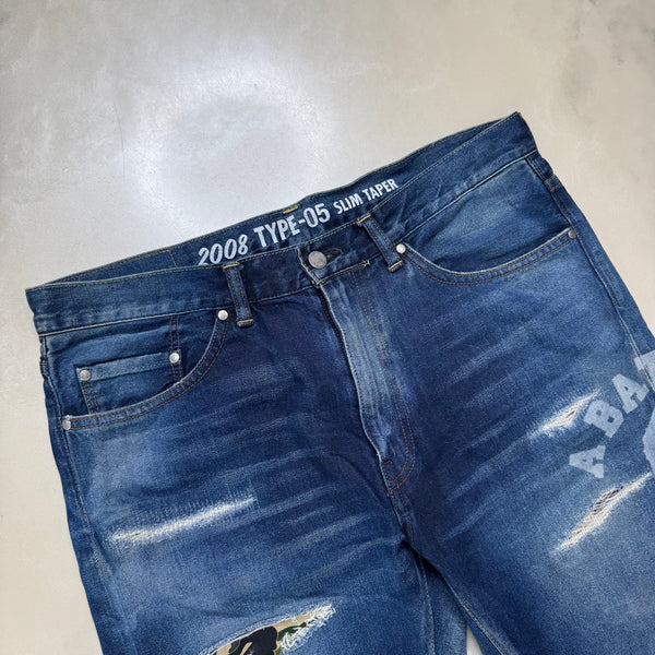 [XL] Bape Type-05 Damage Denim Jeans