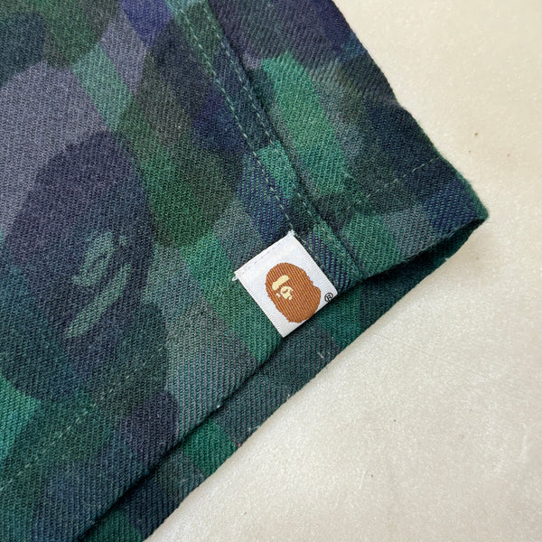 [XL] Bape Green Plaid Camo Shorts