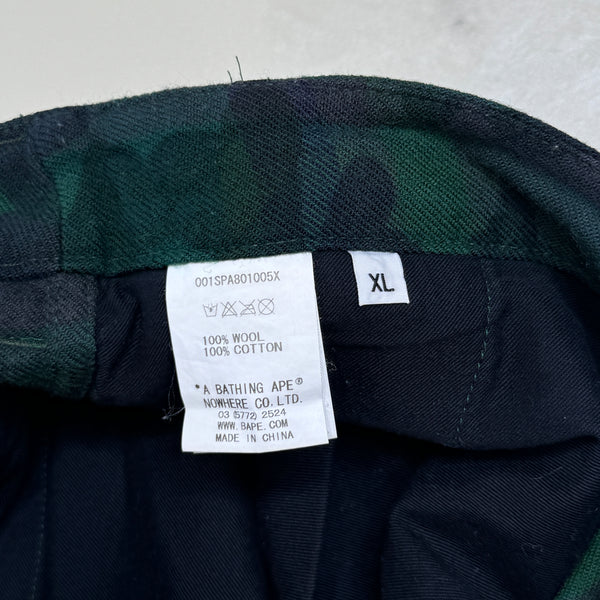 [XL] Bape Green Plaid Camo Shorts