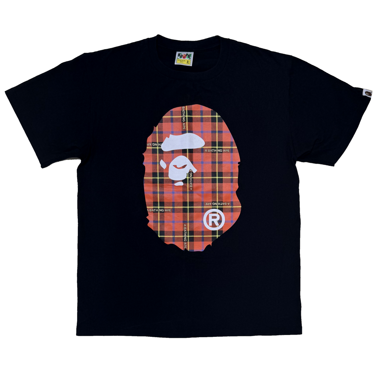 [XL] Bape Red Plaid Ape Head Tee