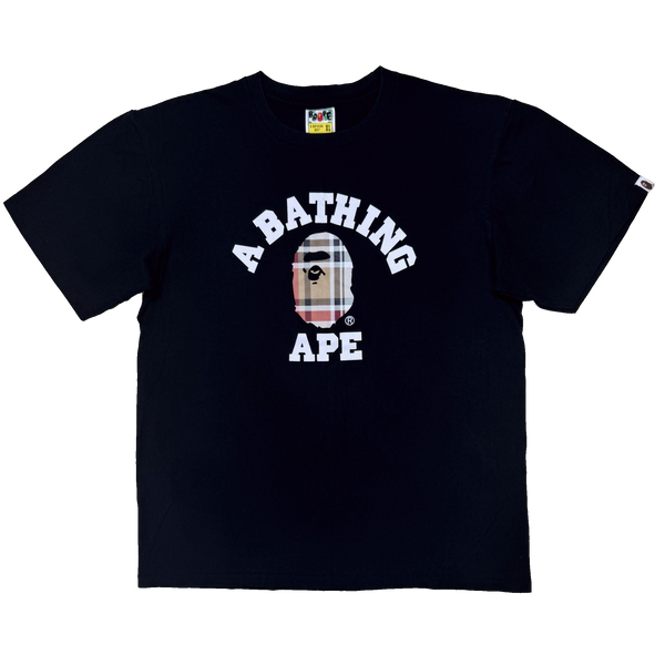 [XL] Bape Plaid College Logo Tee