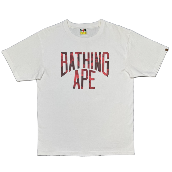 [L] Bape Red Camo NY Logo Tee