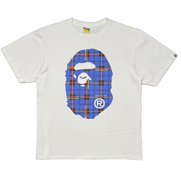 [XL] Bape Blue Plaid Ape Head Tee