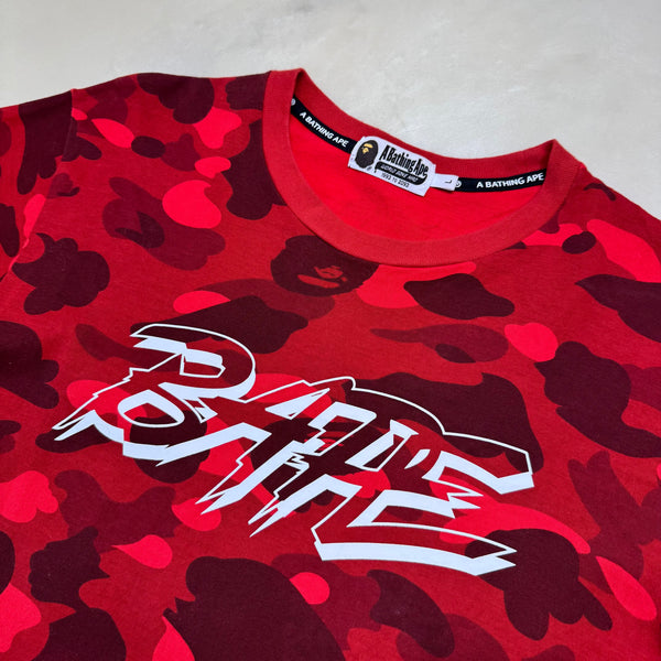 [L] Bape Red 1st Camo Racer Tee