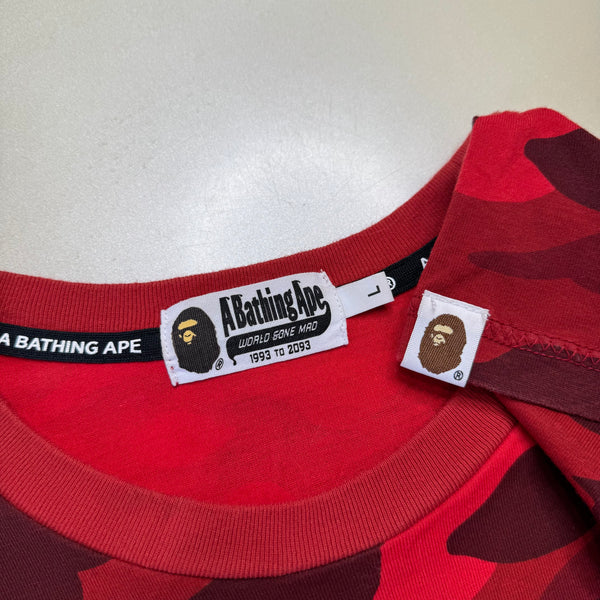 [L] Bape Red 1st Camo Racer Tee