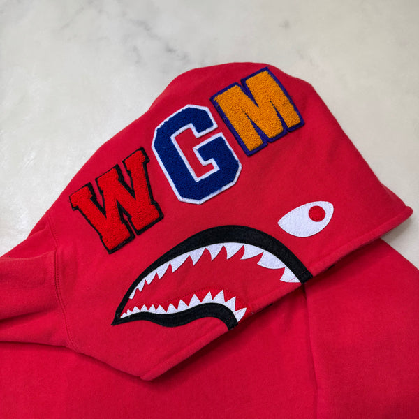 [M] Bape Red Pullover Shark Hoodie
