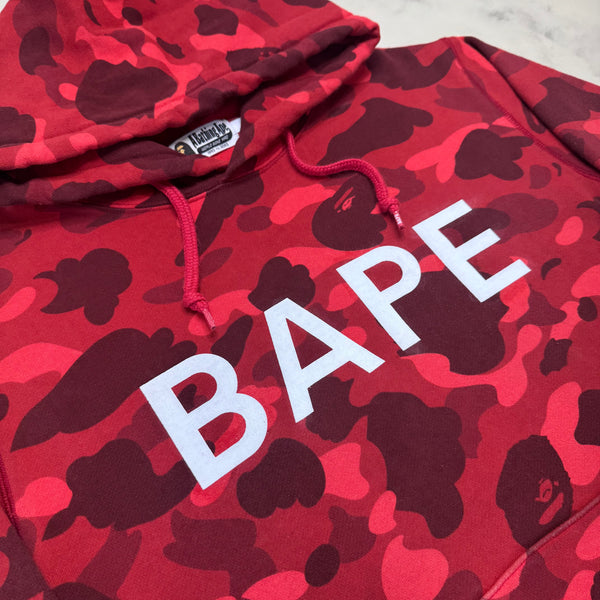 [XL] Bape Red Camo Spell Out Hoodie