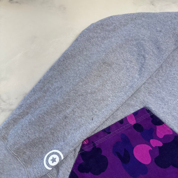 [2XL] Bape Half Purple Camo Shark Hoodie