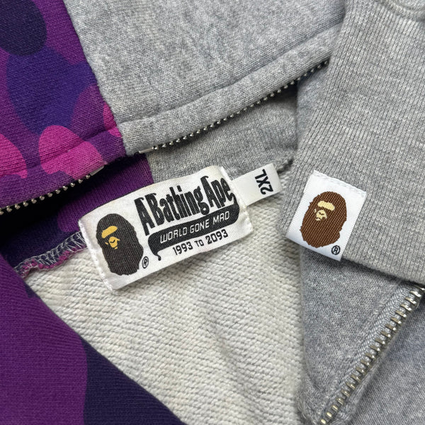 [2XL] Bape Half Purple Camo Shark Hoodie