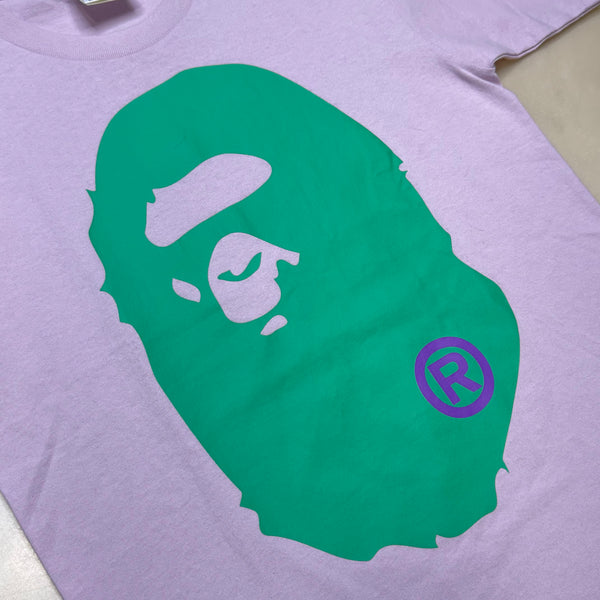 [S] Bape Green on Purple Ape Head Tee