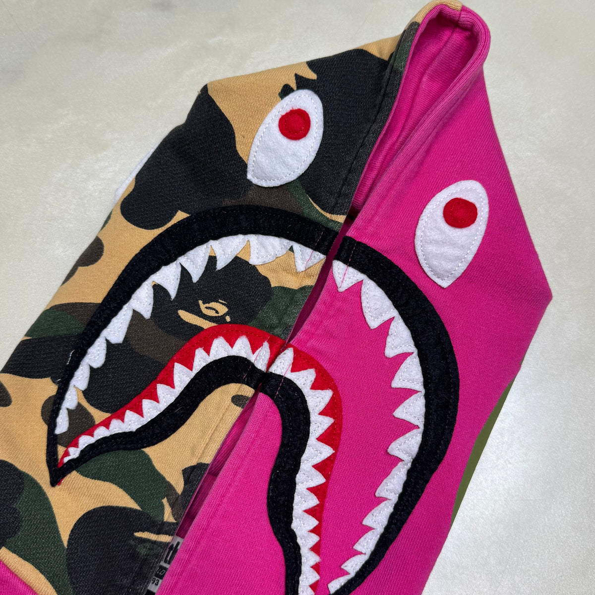 [XS] Bape Half 1st Camo Pink Shark Varsity Hoodie