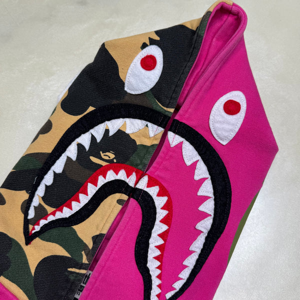 [XS] Bape Half 1st Camo Pink Shark Varsity Hoodie