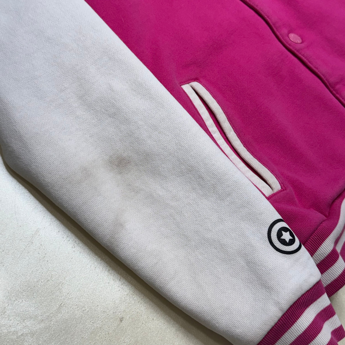 [XS] Bape Half 1st Camo Pink Shark Varsity Hoodie
