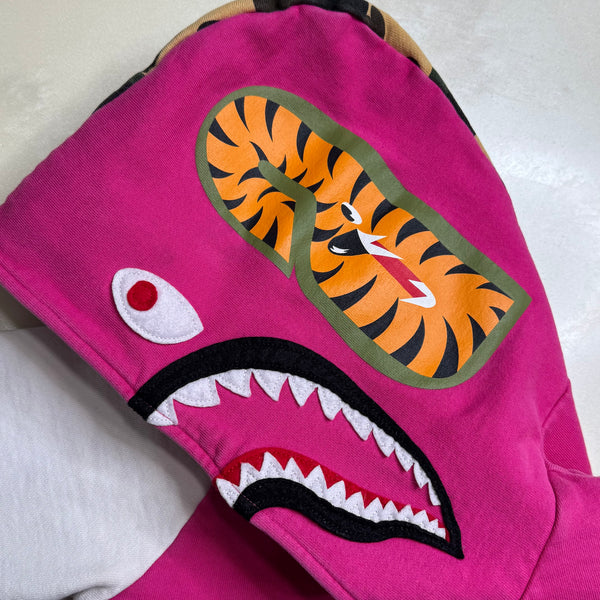 [XS] Bape Half 1st Camo Pink Shark Varsity Hoodie