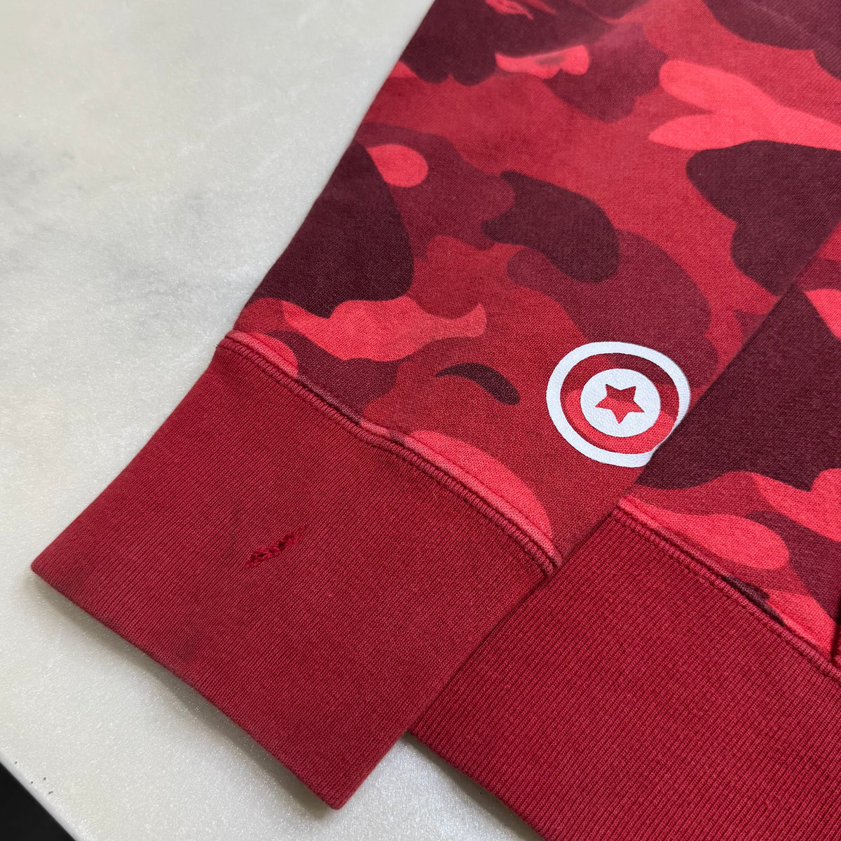 [M] Bape Full Red Camo Shark Hoodie