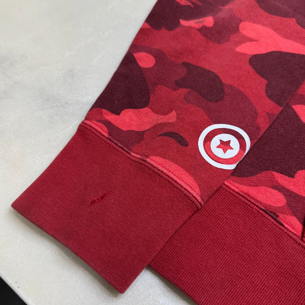 [M] Bape Full Red Camo Shark Hoodie