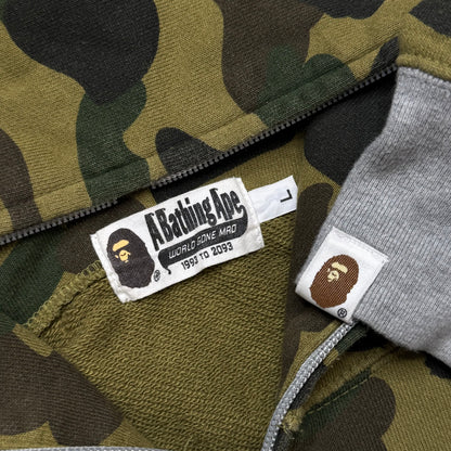 [L] Bape 1st Camo Half-Zip Shark Hoodie