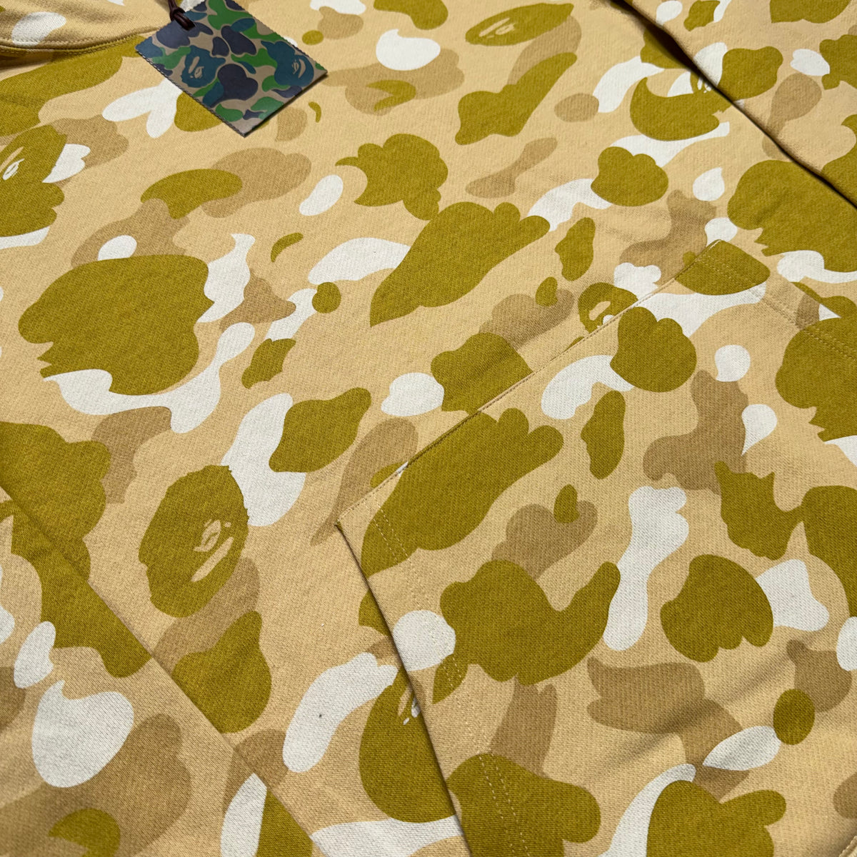 [L] DS Bape Gold Camo Shark Hoodie