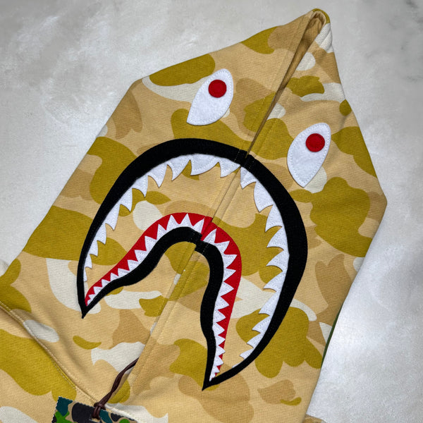 [L] DS Bape Gold Camo Shark Hoodie