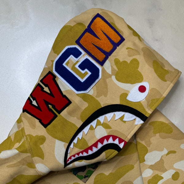 [L] DS Bape Gold Camo Shark Hoodie