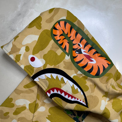 [L] DS Bape Gold Camo Shark Hoodie