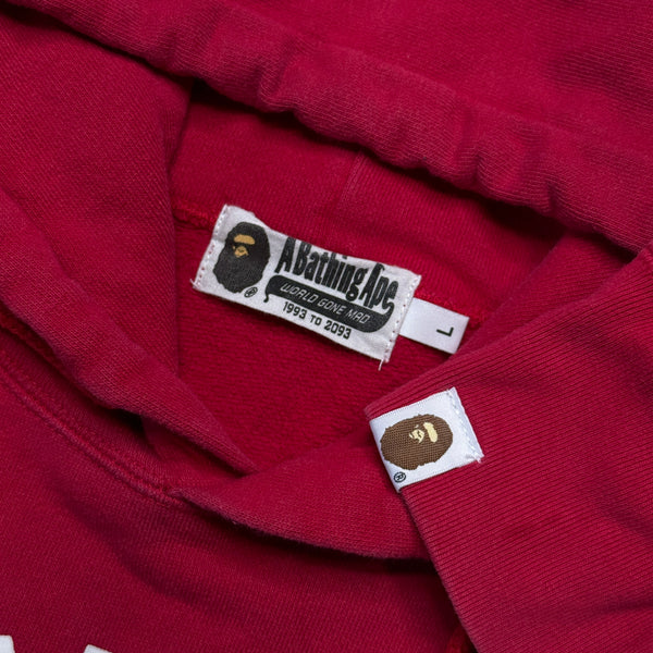 [L] Bape Red College Logo Hoodie