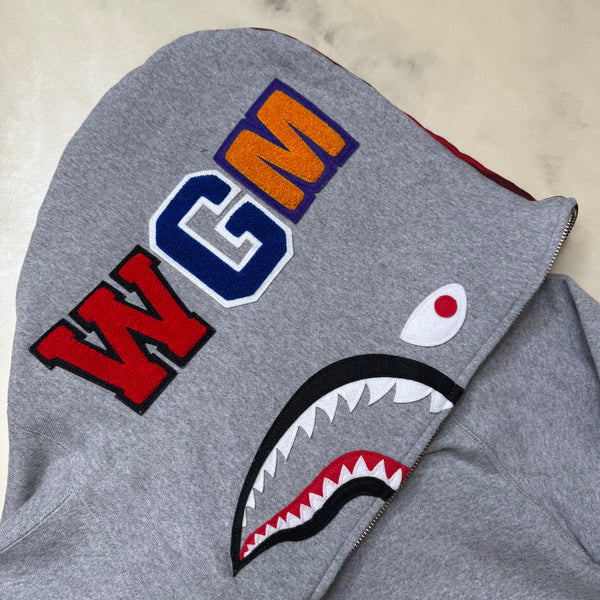 [2XL] Bape Half Red Camo Shark Hoodie