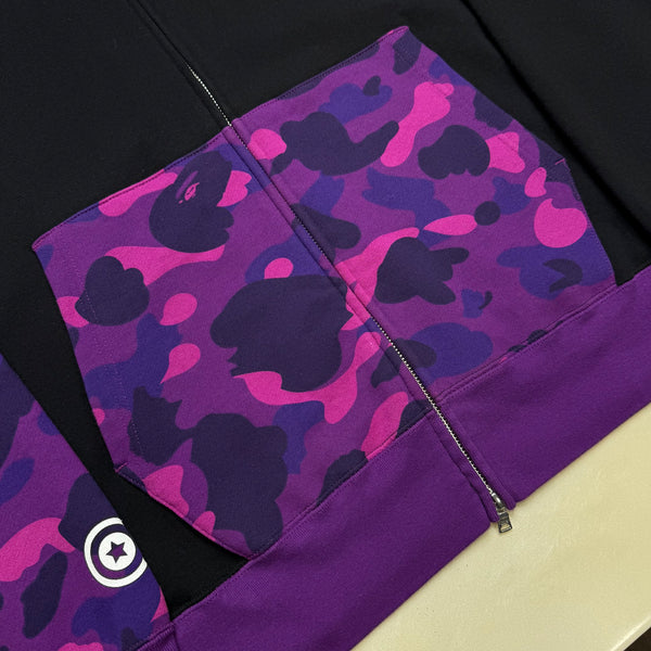 [2XL] Bape Half Purple Camo Shark Hoodie