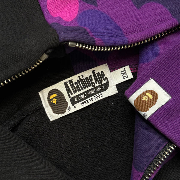 [2XL] Bape Half Purple Camo Shark Hoodie