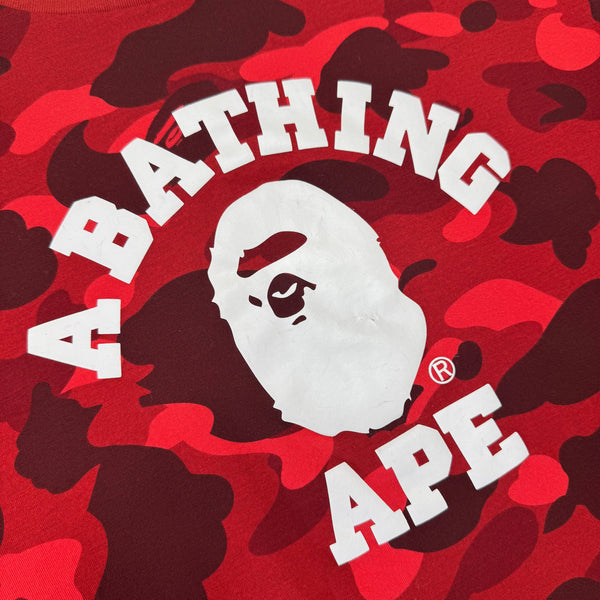 [XL] Bape Red 1st Camo College Logo Tee