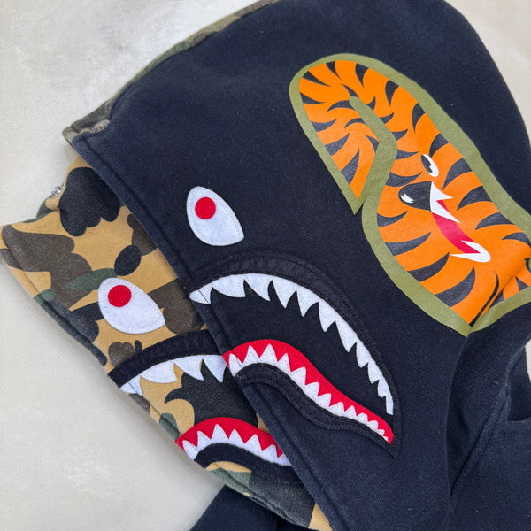 [S] Bape 1st Camo Double Shark Hoodie