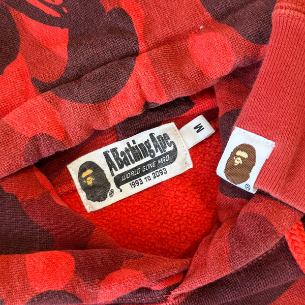 [M] Bape Red 1st Camo College Logo Hoodie