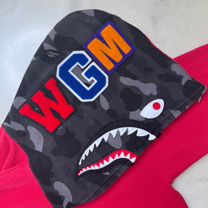 [XL] Bape Red Half Camo Shark Hoodie