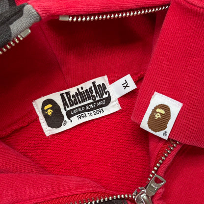 [XL] Bape Red Half Camo Shark Hoodie