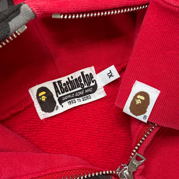 [XL] Bape Red Half Camo Shark Hoodie